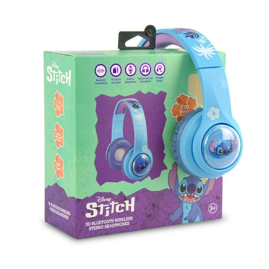 Fone de Ouvido Sem Fio Microfone Infantil Disney Stitch Rgb Bluetooth