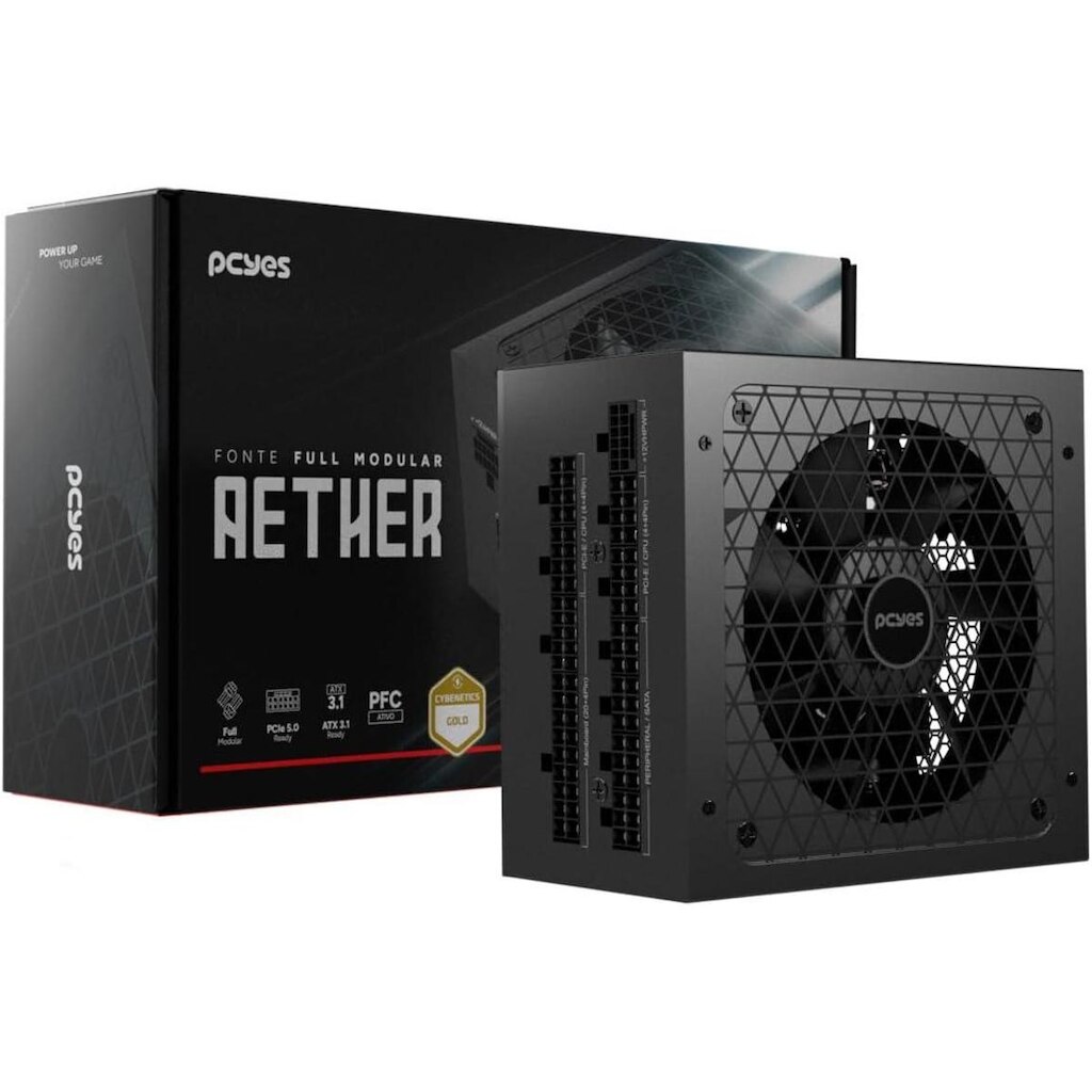 Fonte Gamer Pcyes Aether 850W Full Modular Cybenetics Gold Pcie 5.0 Atx 3.1 - 850Wfmg