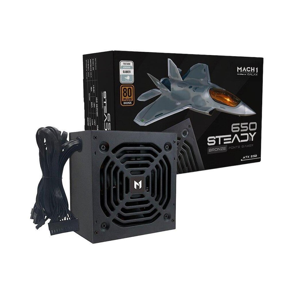 Fonte MACH1 Steady, 650W, 80 Plus Bronze, PFC Ativo-650Steady