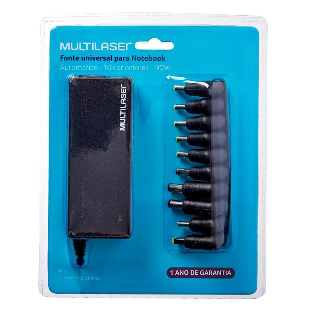 Fonte Universal para Notebook 90W Multilaser CB009 - Pontas Intercambiáveis