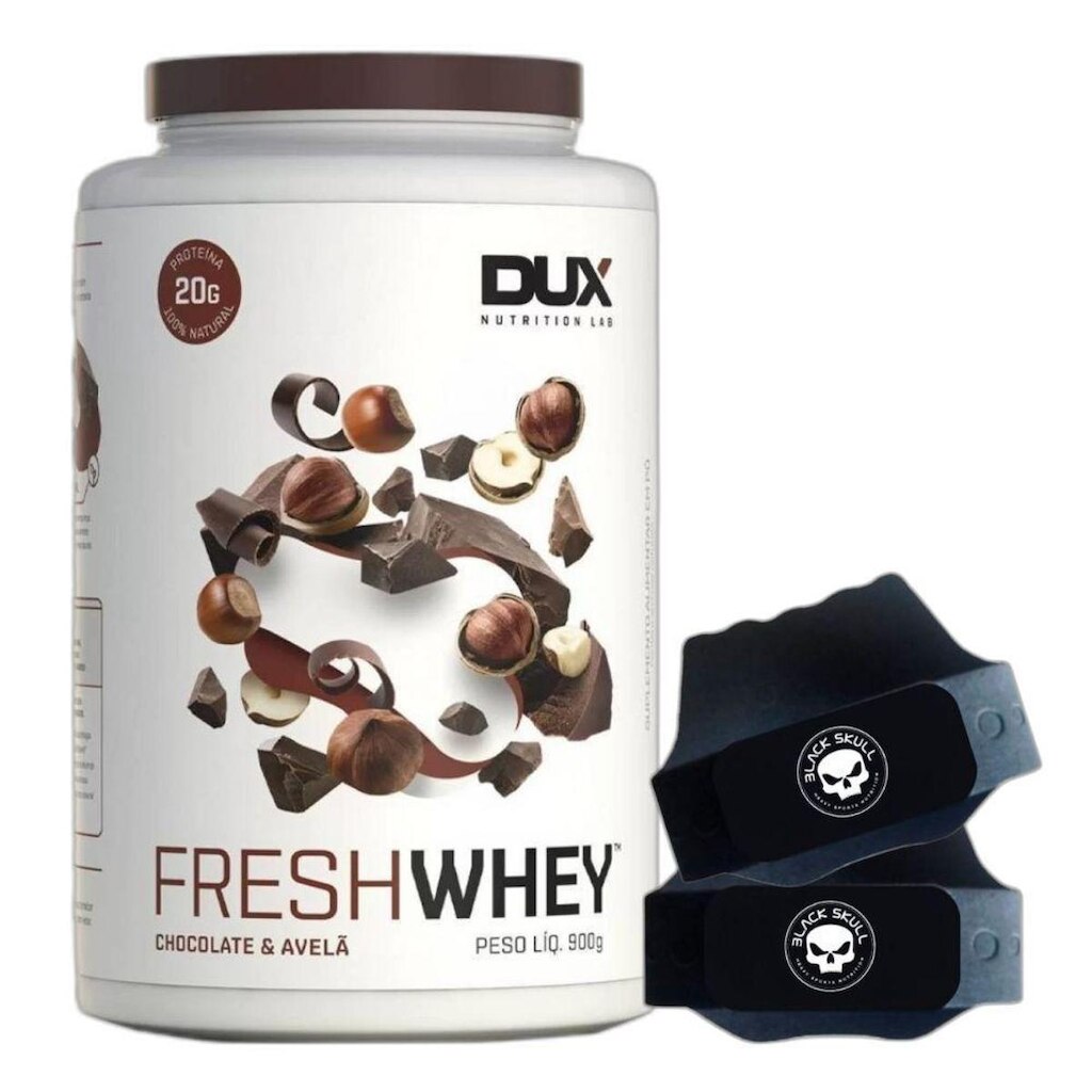 Fresh Whey Isolado 3W Chocolate 900g + Luva Black Skull - Dux