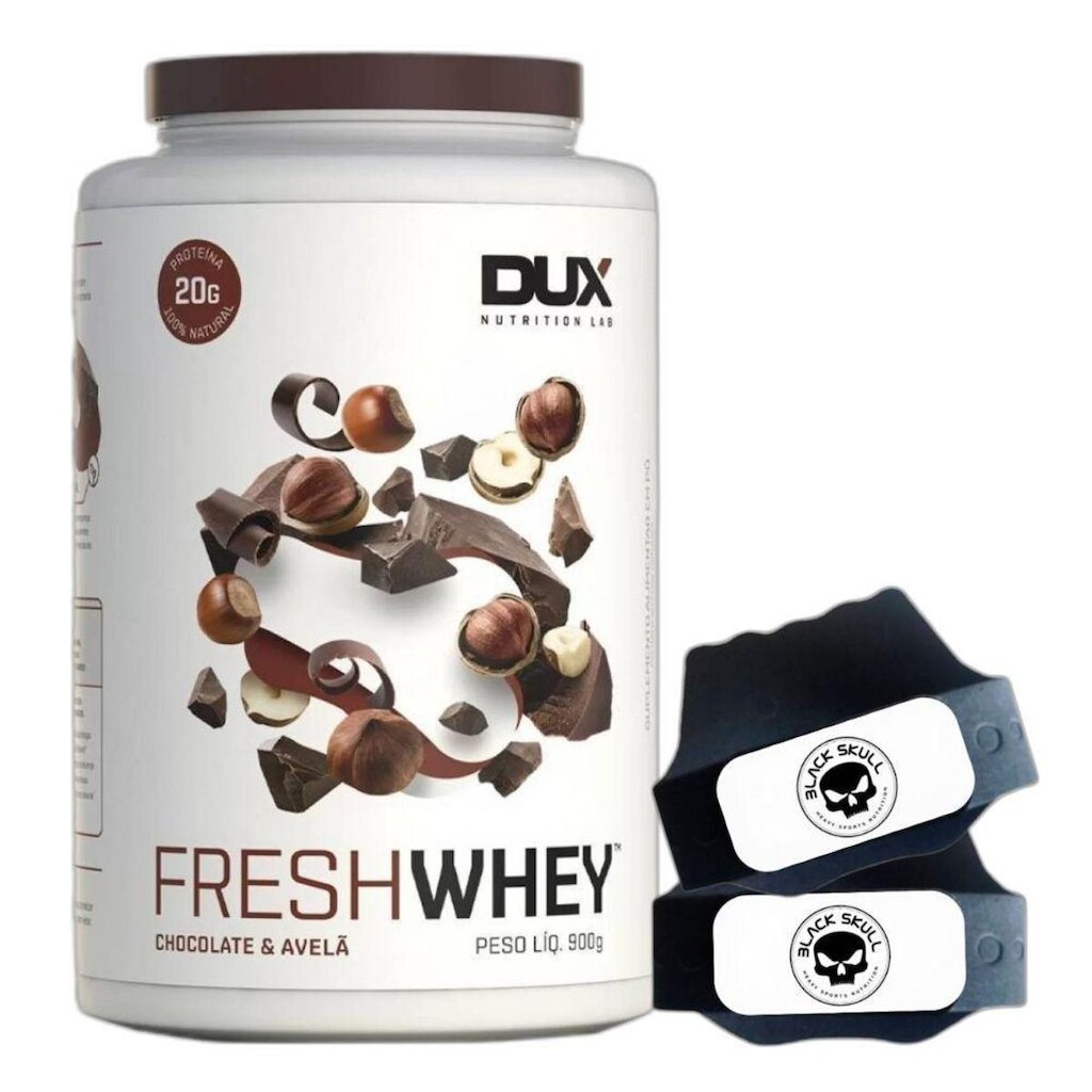 Fresh Whey Isolado 3W Chocolate 900g + Luva BlackSkull - Dux