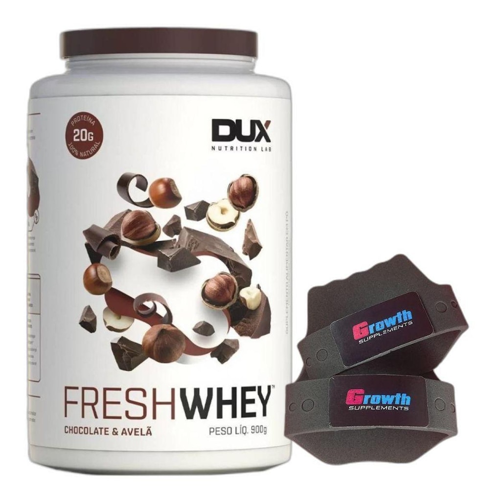 Fresh Whey Isolado 3W Hidro Chocolate 900g  + Luva Growth Dux