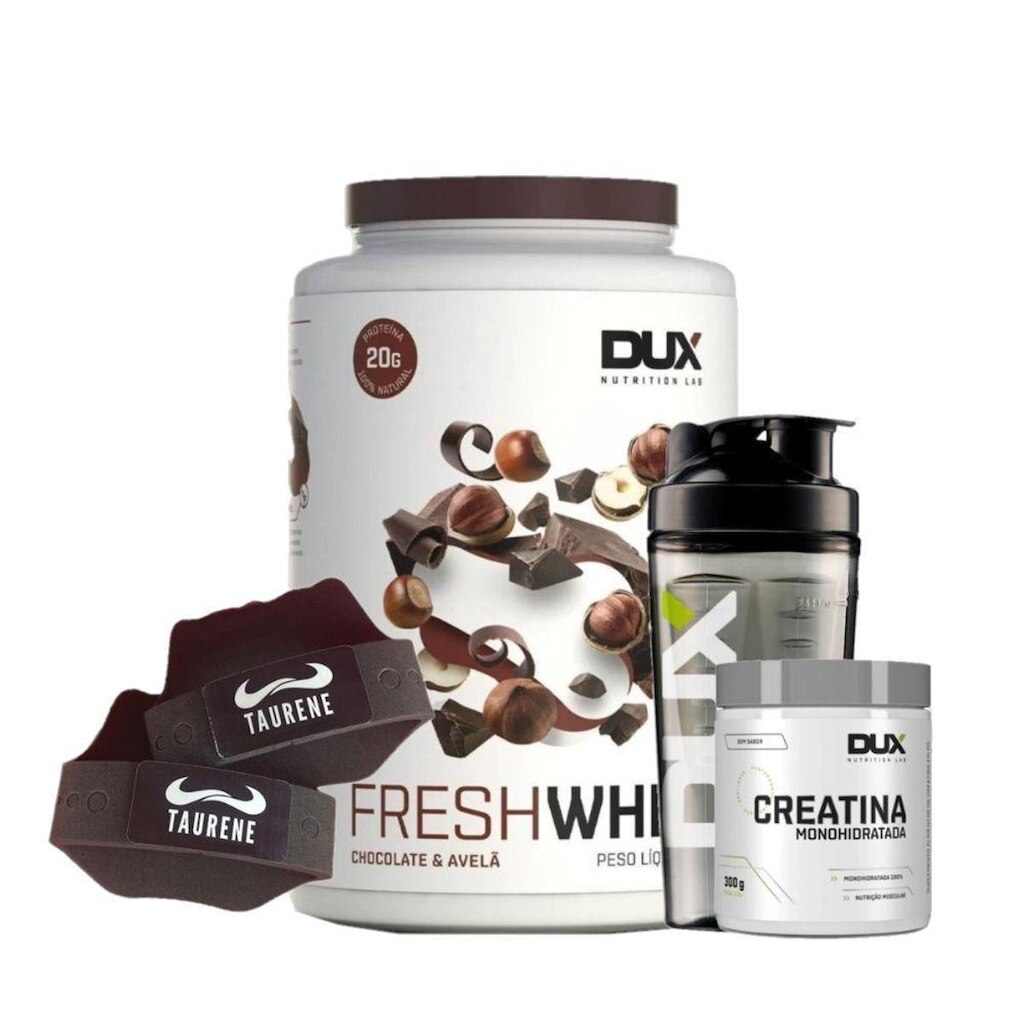 Fresh Whey Isolado Hidro Belga 900g + Creatina Luva  Dux