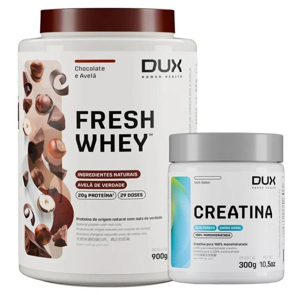 Fresh Whey Isolado Hidro Chocolate Belga 900g + Creatina - Dux