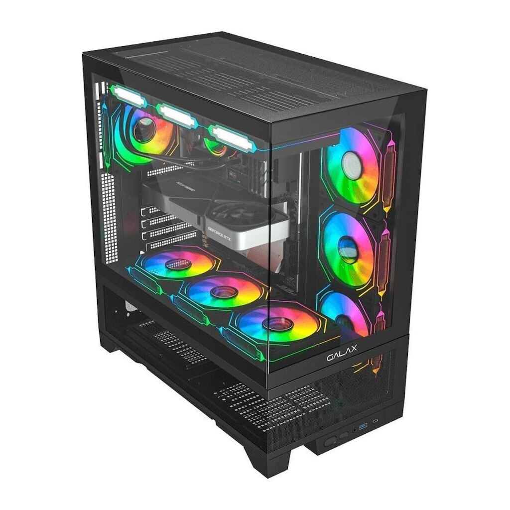 Gabinete Galax Centaurus Black, Mid Tower, ATX, Frontal de Vidro, Sem FANs, - GLX-CENTAURUS-2065
