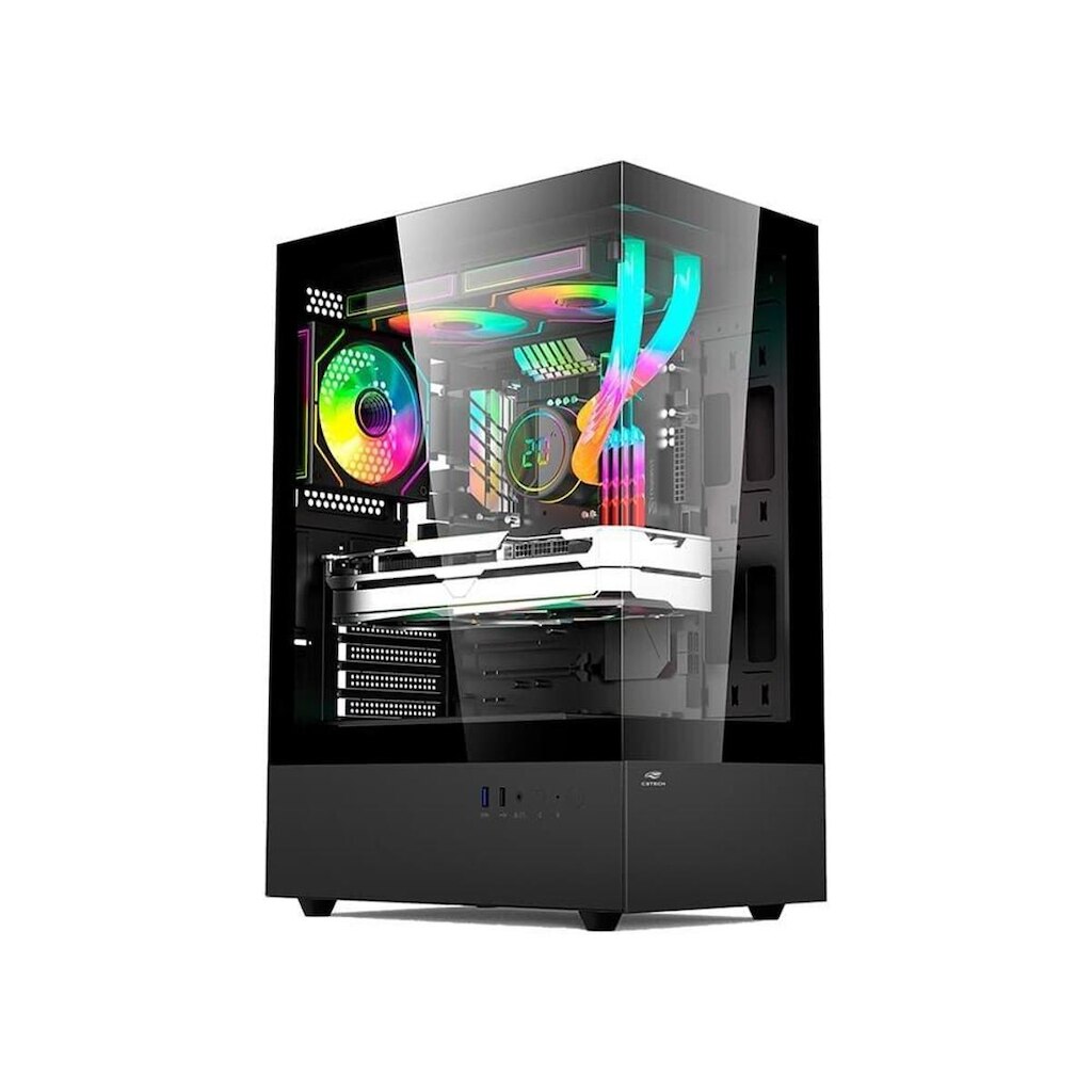 Gabinete Gamer C3Tech Aquarius, Mid TowerSem FANs, Preto - MT-G860BK