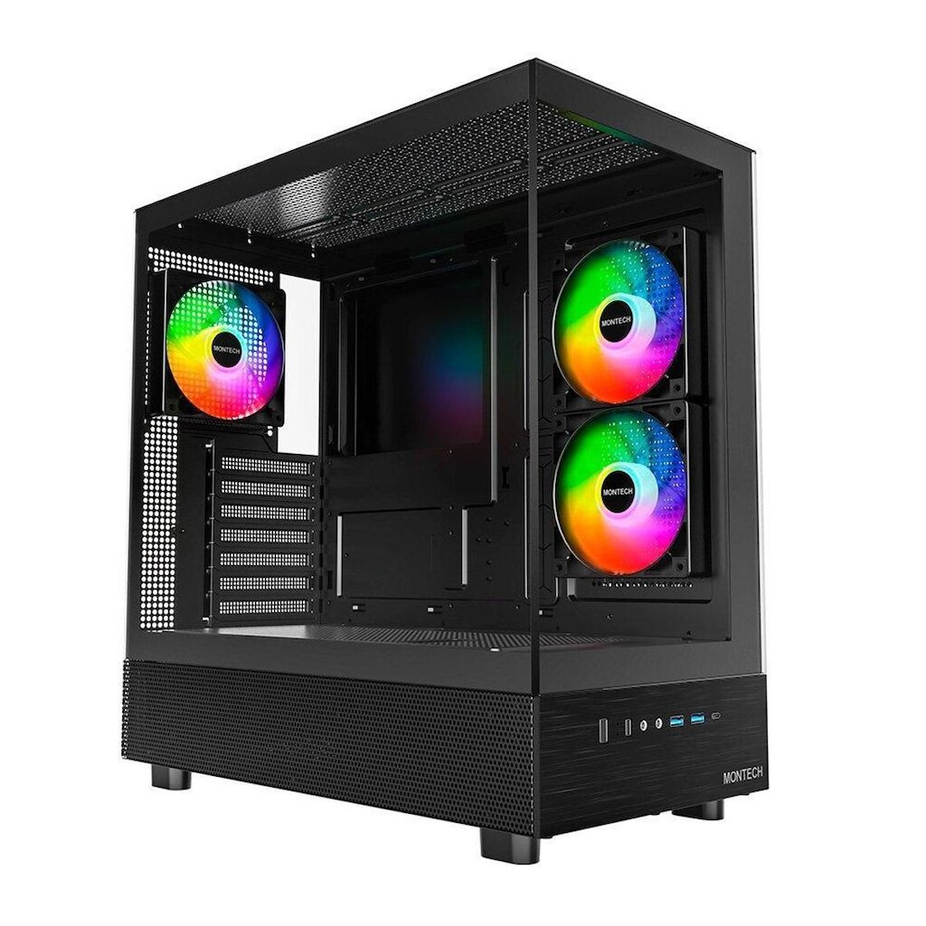 Gabinete Gamer Montech XR, Mid-Tower, Vidro Temperado, Com 3X Fans, - XRBK