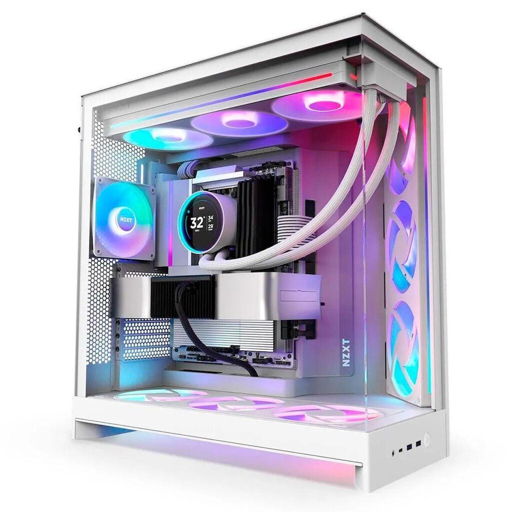 Gabinete Gamer NZXT H9 Flow RGB Frontal Diagonal Branco