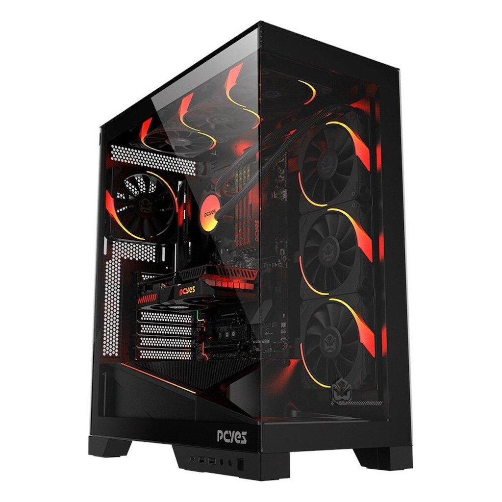 Gabinete Gamer PCYES Forcefield Flow, Mid Tower, RGB, Lateral em Vidro, Ghost - Gfffwg