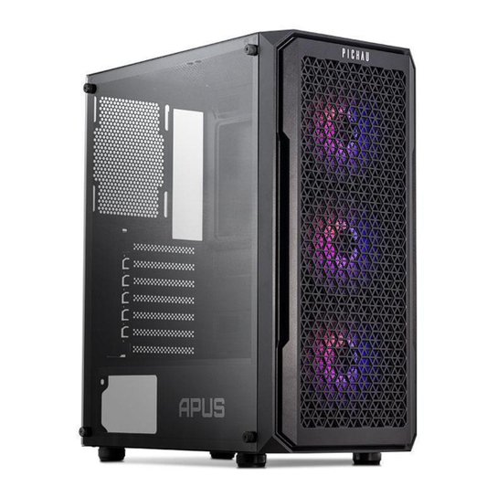 Gabinete Gamer Pichau Apus RGB, Mid-Tower, Lateral de Vidro Temperado, Com 3 Fans, PG-APS-RGB01 - Preto Menor preço em Gabinete Gamer Pichau Apus RGB, Mid-Tower, Lateral de Vidro Temperado, Com 3 Fans, PG-APS-RGB01 - Preto