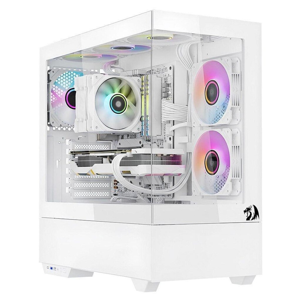 Gabinete Gamer Redragon Reflect Pro, Mid Tower, ARGB, ATX, Frontal e Lateral em Vidro, - CA-607W