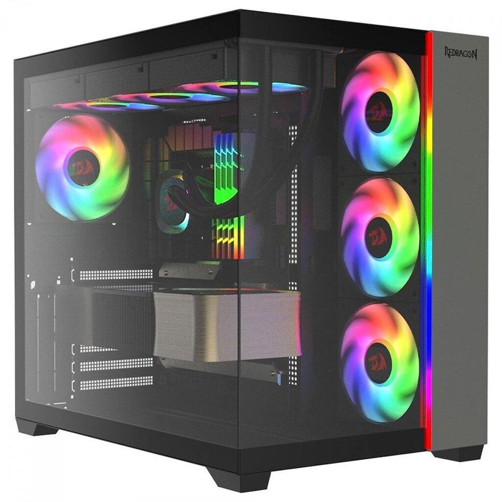 Gabinete Gamer Redragon Tesseract, Mid Tower, ARGB, ATX, Lateral em Vidro, - CA-614B