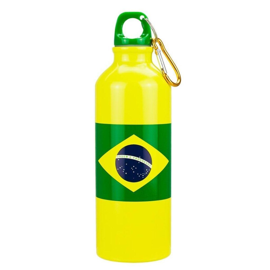 Garrafa Alumínio Prendedor Copa Amarela Brasil 500ml