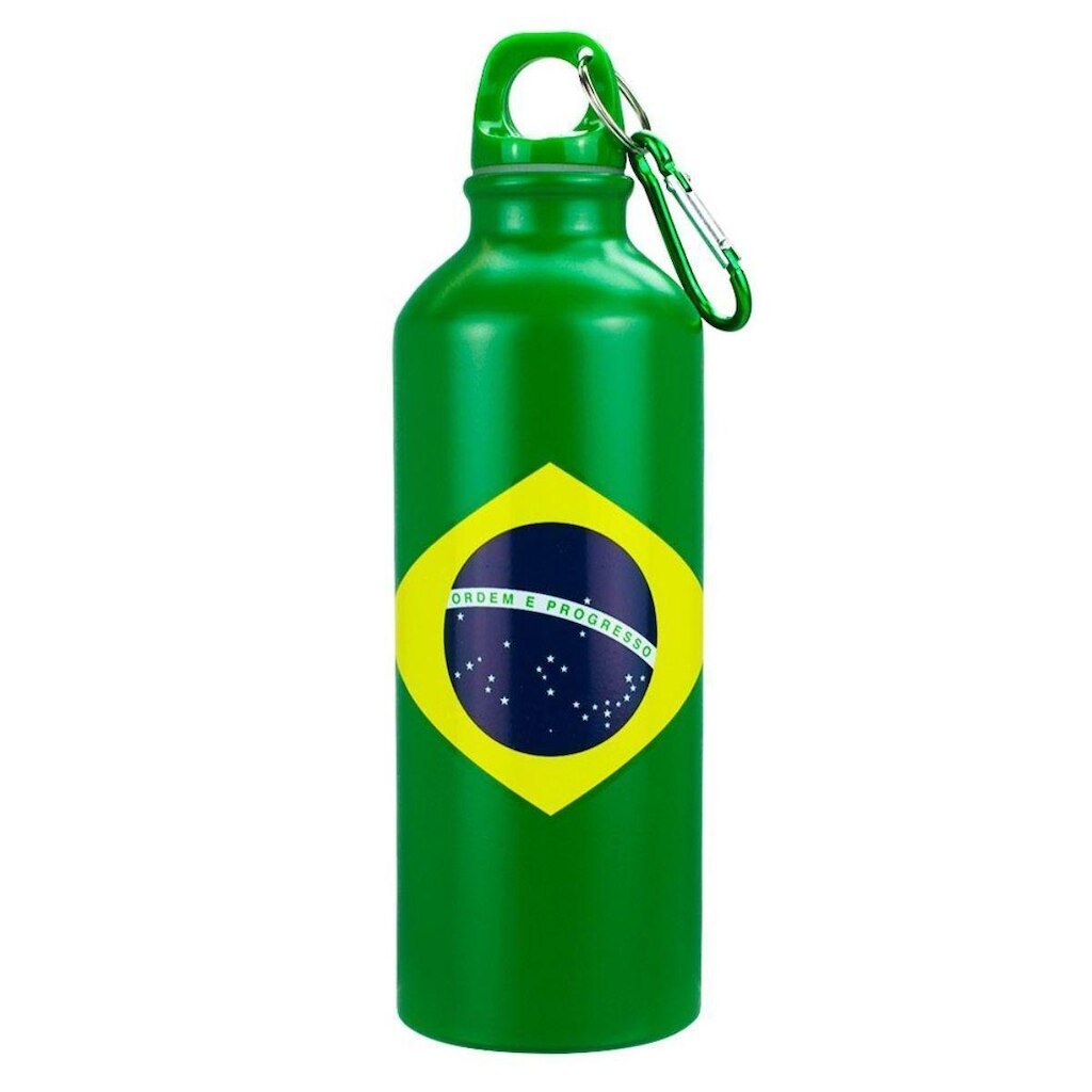 Garrafa Alumínio Prendedor Copa Verde Brasil 600ml