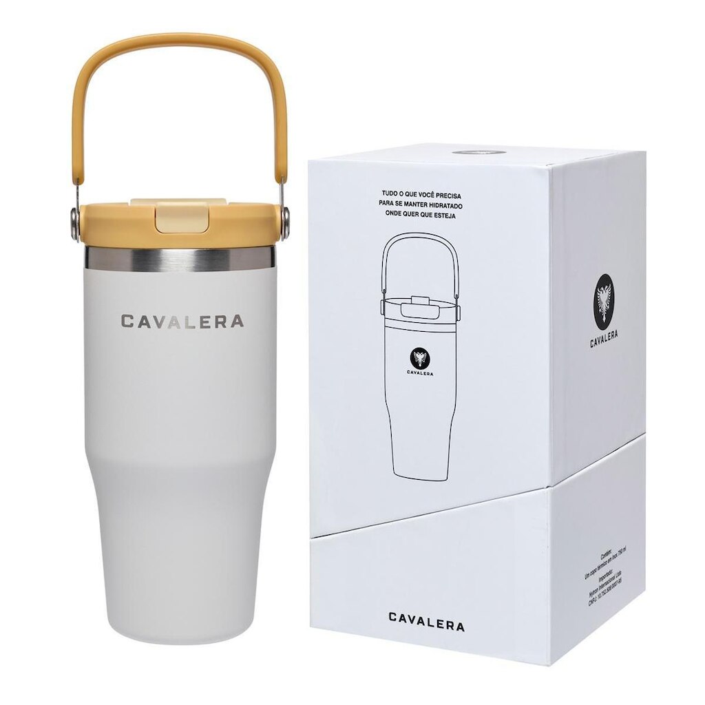Garrafa Branca Cavalera Térmica 750ML Alça Reforçada