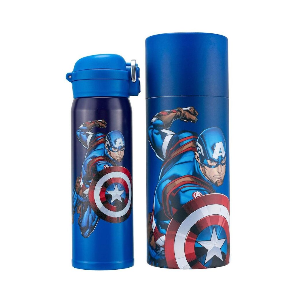 Garrafa Capitão America Agua 480 ML Resistente Suco Marvel