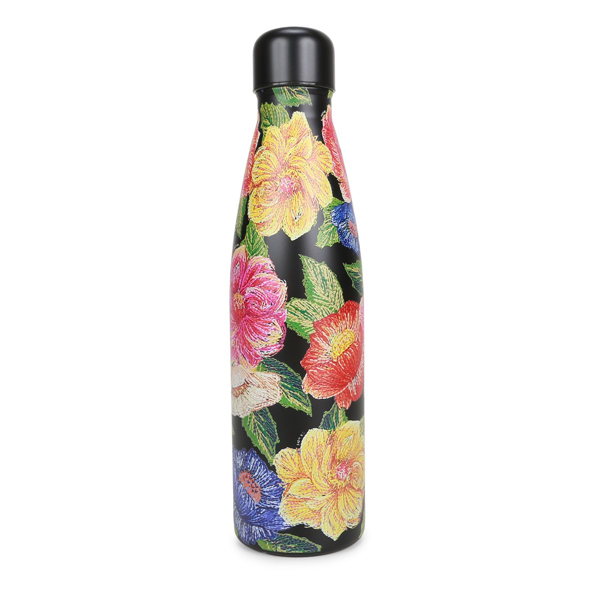 Garrafa Farm Glub Glub Floral Paraíso 500ML Preto