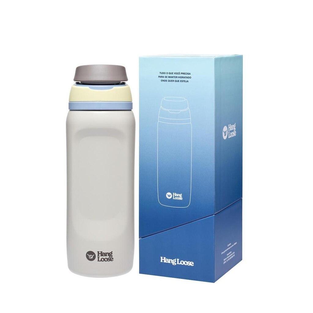 Garrafa Hang Loose Térmica 770ML Bege Alça Resistente Aço Inox