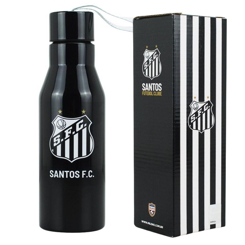 Garrafa Inox Tampa Rosqueável Cordão Santos Peixe 600ml