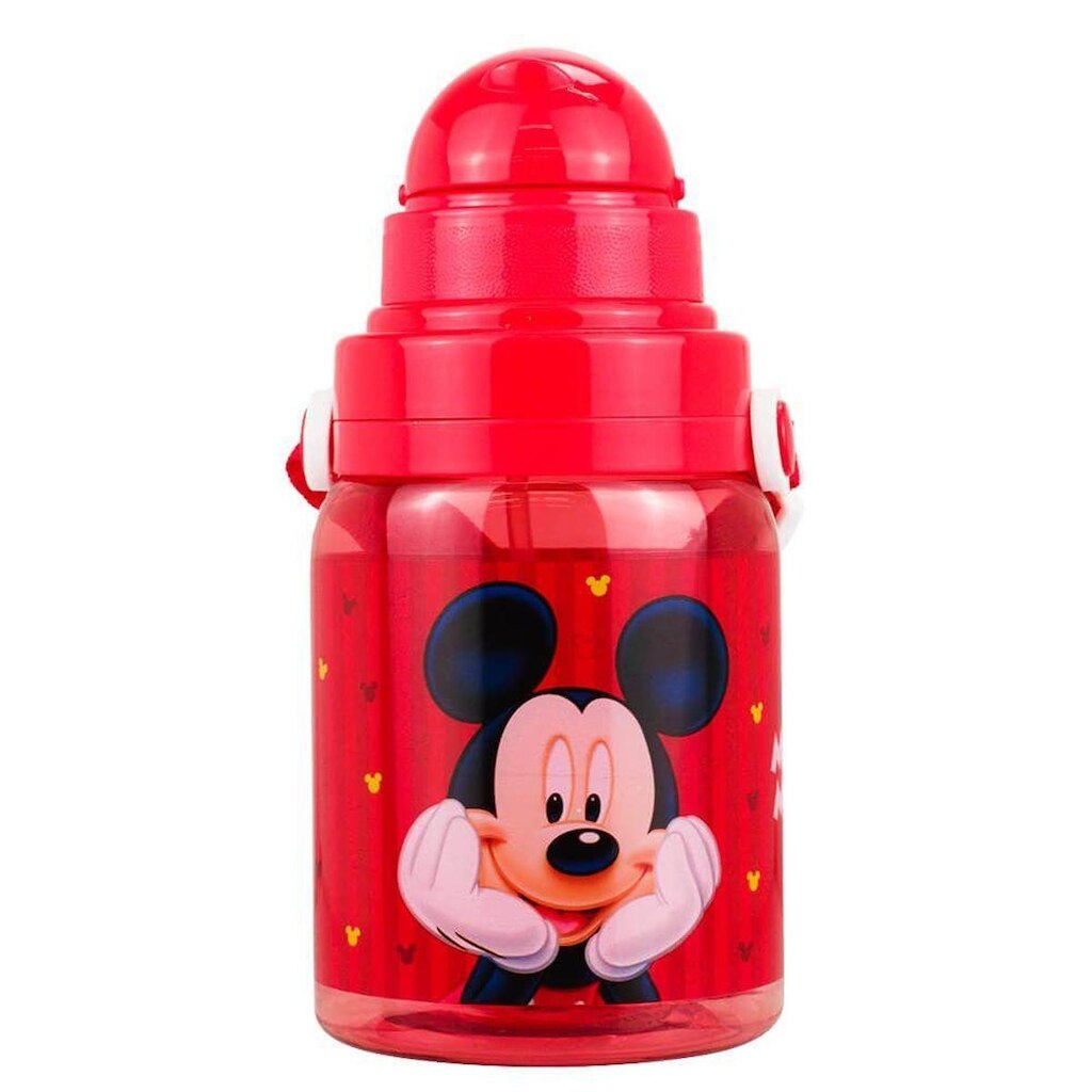 Garrafa Mickey Vermelha 600ml com Canudo Retrátil ? Disney Original