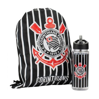 Garrafa Plástico 450ml Com Mochila Tipo saco - Corinthians