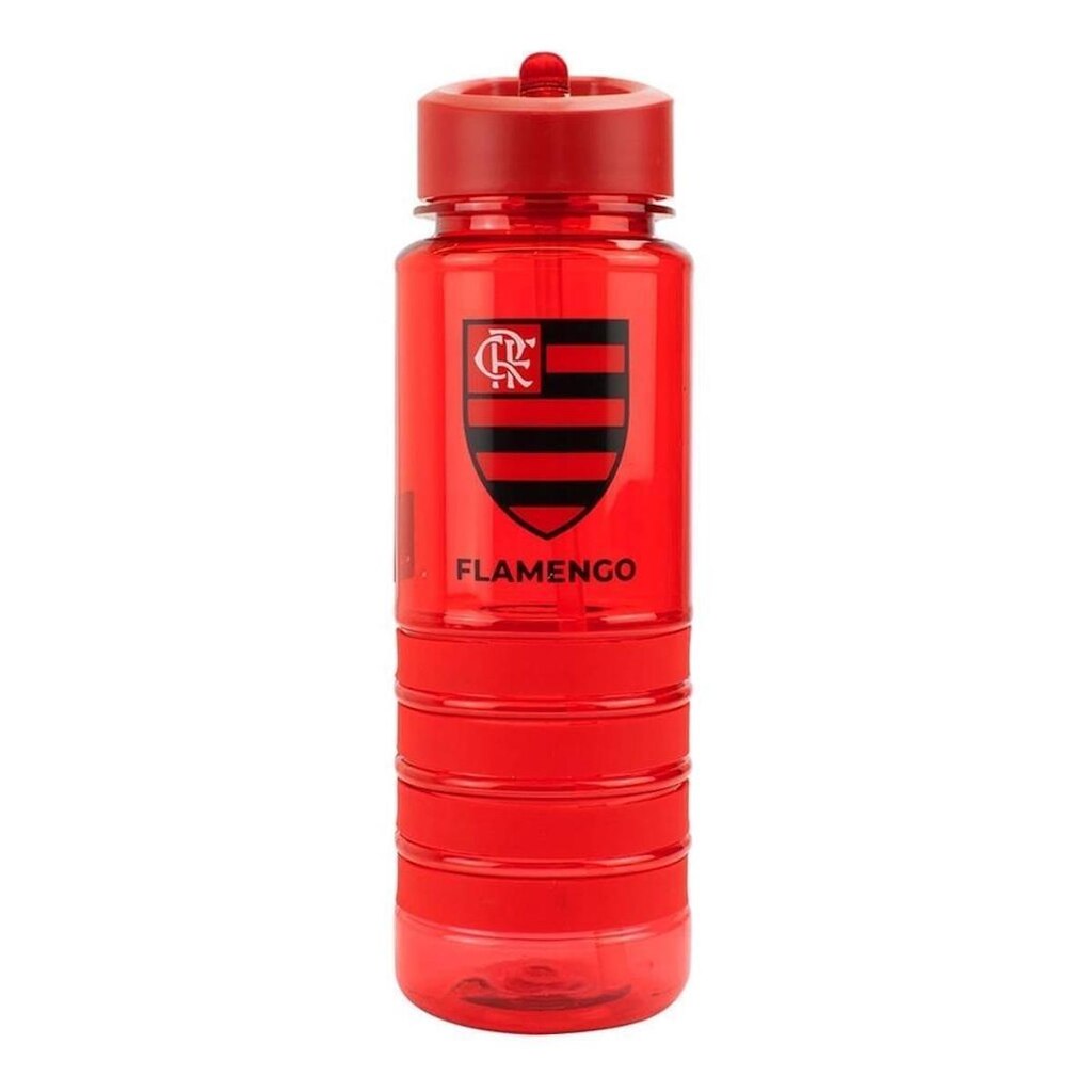 Garrafa Plástico Canudo Retrátil 700ml - Flamengo