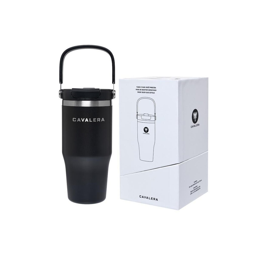 Garrafa Preta Cavalera Térmica 750ML Alça Reforçada