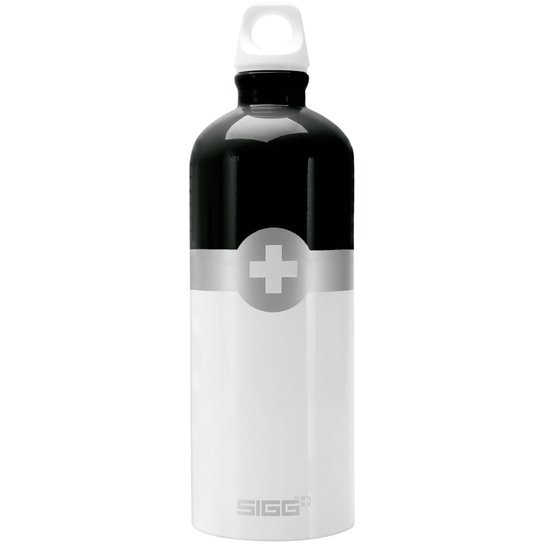 Garrafa Sigg Swiss Logo Preto - 1lt - Branco+Preto