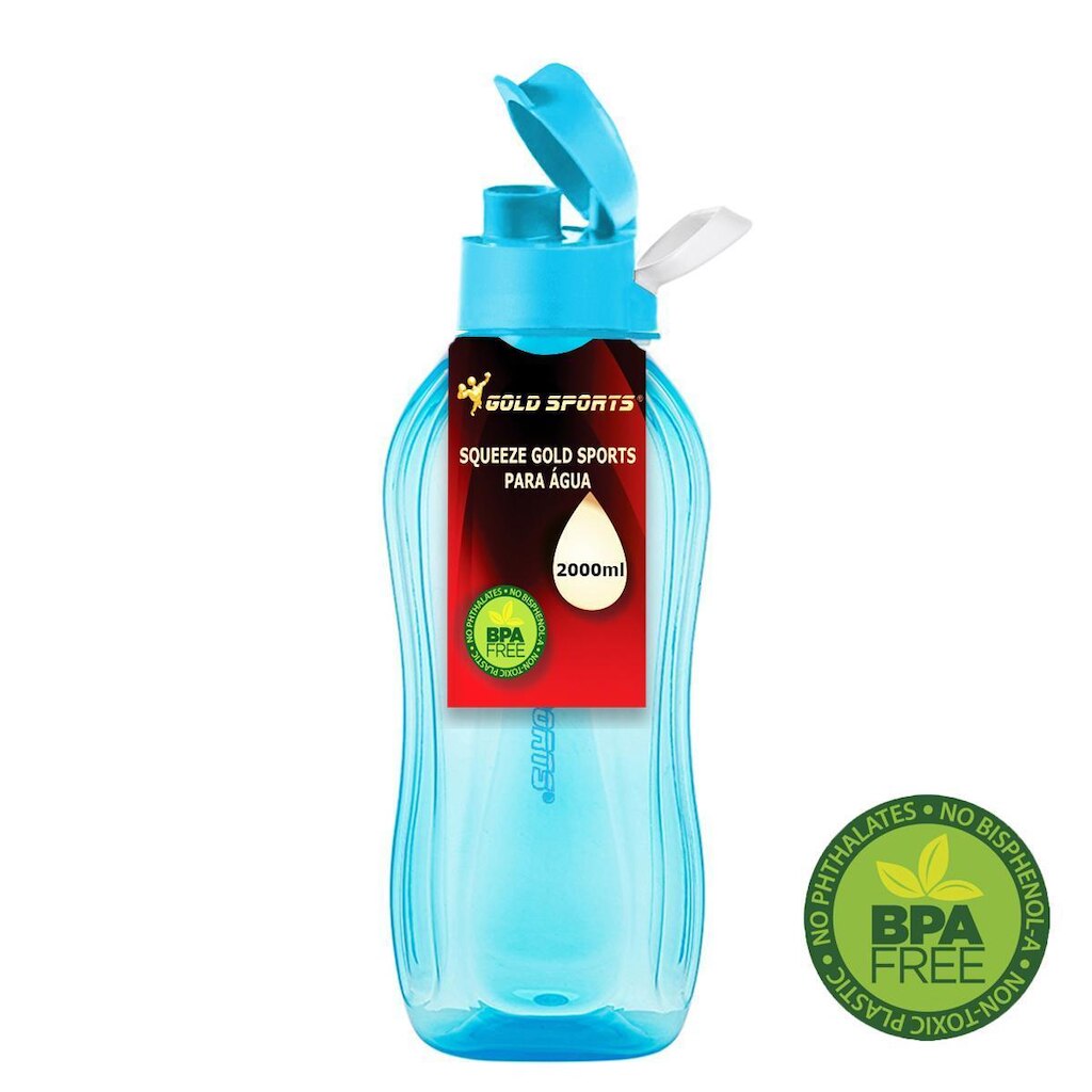 Garrafa Squeeze Gold Sports Resistente - BPA FREE 2000ml