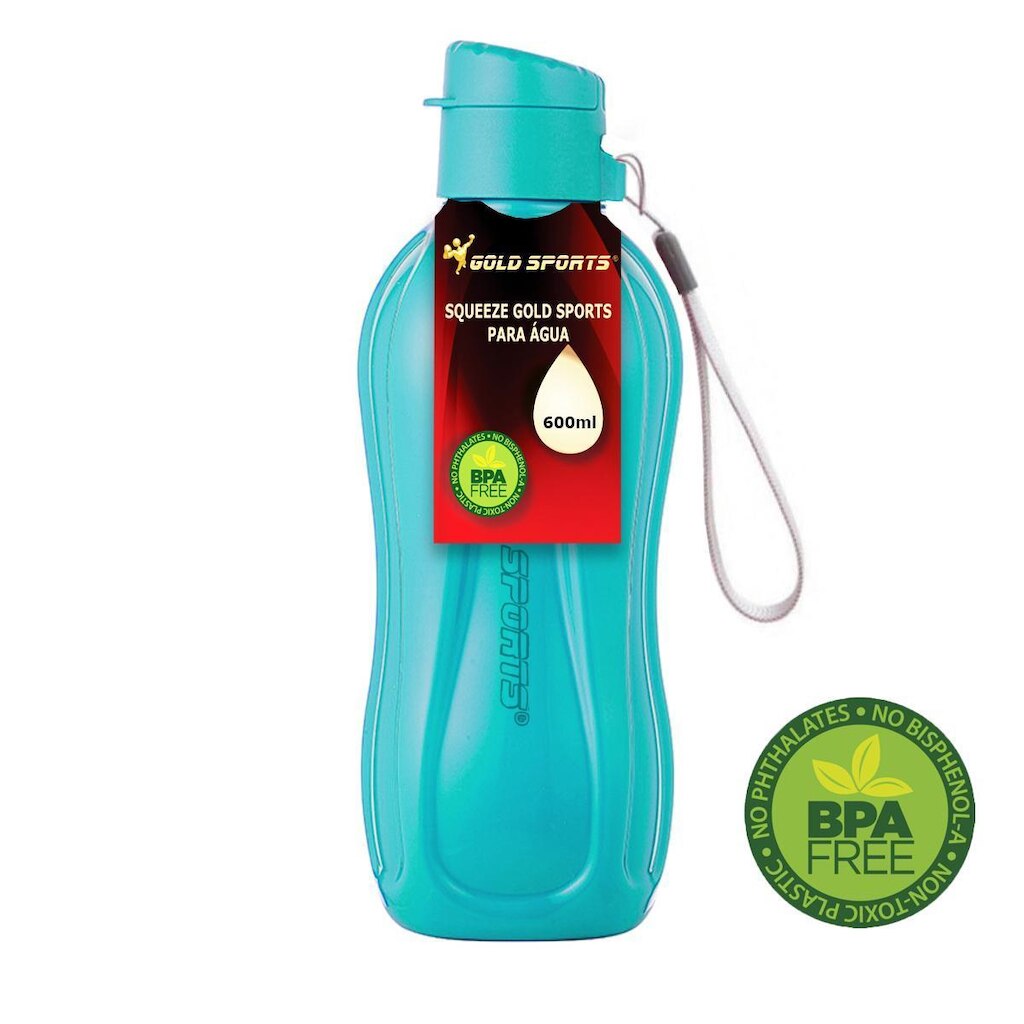 Garrafa Squeeze Gold Sports Resistente - BPA FREE 600ml