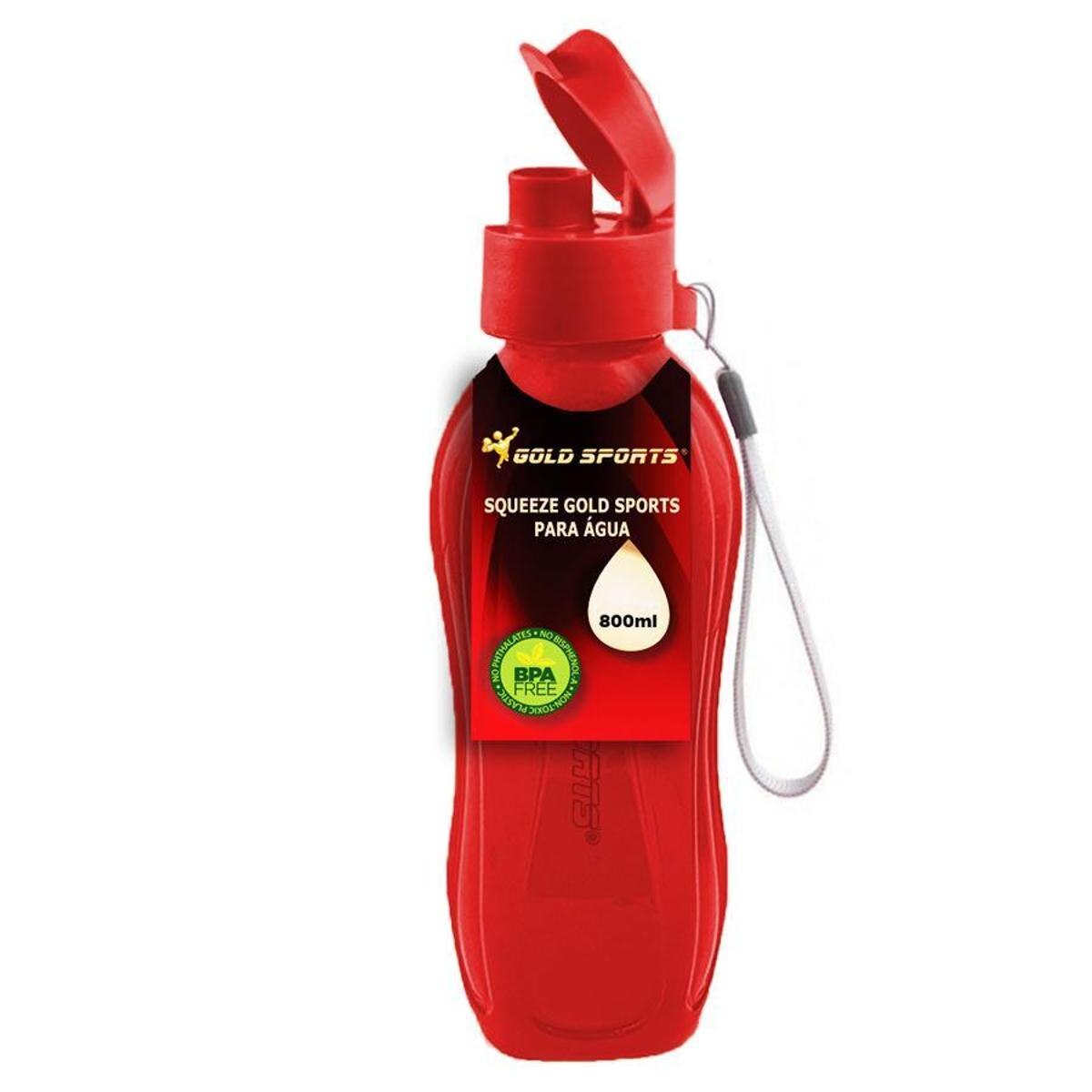 Garrafa Squeeze Gold Sports Resistente - BPA FREE 800ml Menor preço em Garrafa Squeeze Gold Sports Resistente - BPA FREE 800ml