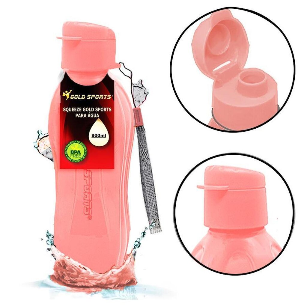 Garrafa Squeeze Gold Sports Resistente Special - BPA FREE 900ml