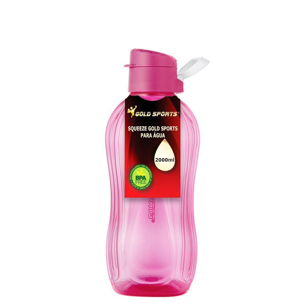 Garrafa Squeeze Plástica Gold Sports Resistente II Translucida - BPA- FREE - 2 lts