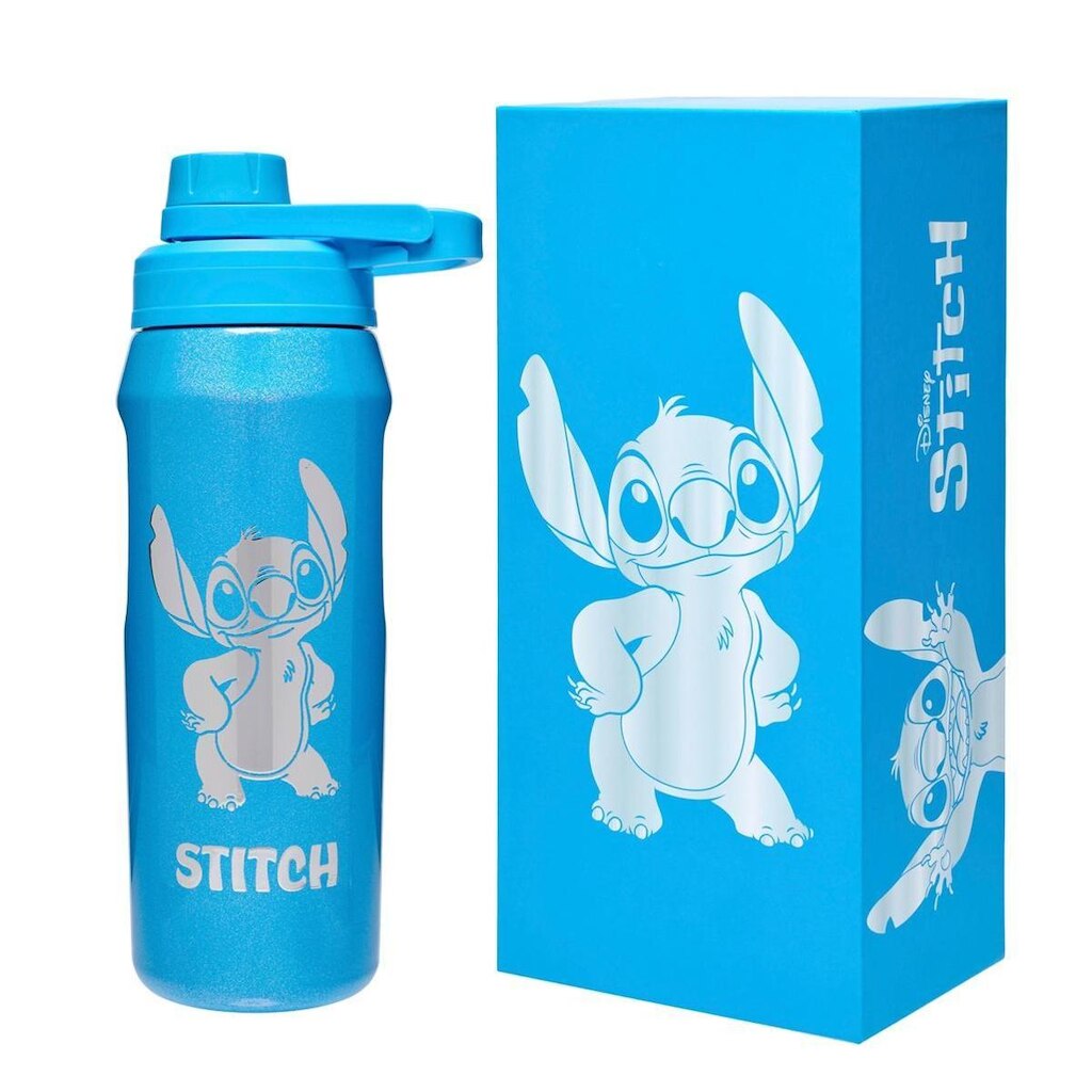 Garrafa Stitich Térmica Água Infantil 750ML Reforçada Disney