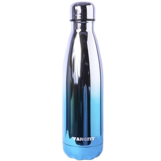 Garrafa Térmica Aço Inox Squeeze Água Gelada 24h Yangfit - Prata+Azul Menor preço em Garrafa Térmica Aço Inox Squeeze Água Gelada 24h Yangfit - Prata+Azul