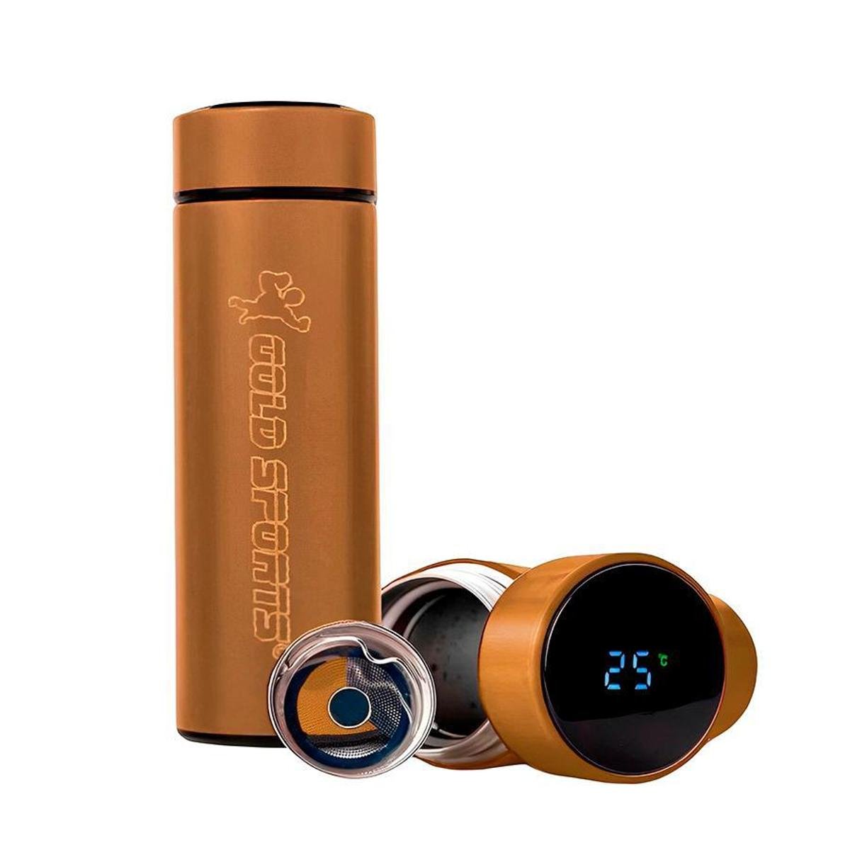 Garrafa Térmica Aço Inoxidável Gold Sports SmartII-Com led Digital de tempratura Infusor de Chá Menor preço em Garrafa Térmica Aço Inoxidável Gold Sports SmartII-Com led Digital de tempratura Infusor de Chá