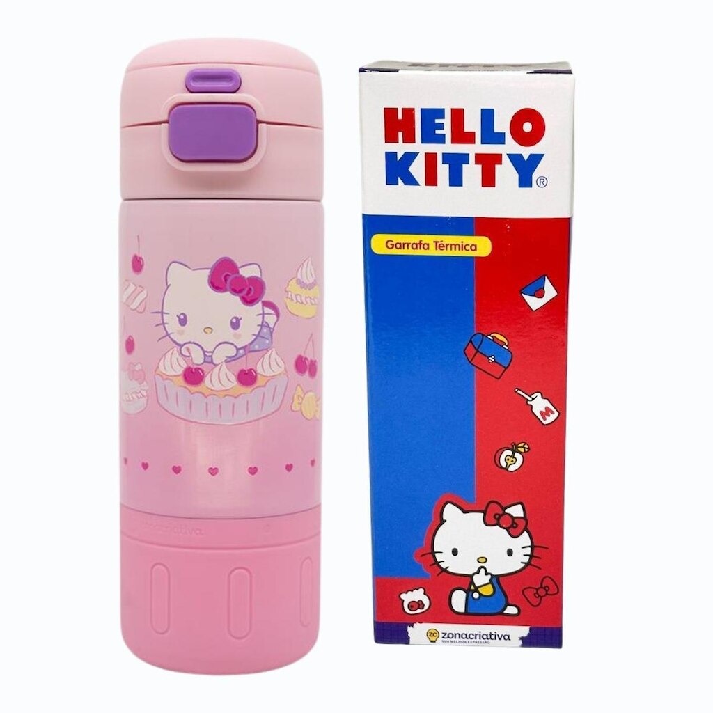 Garrafa Térmica Canudo Alça HELLO KITTY 450ML Zona Criativa