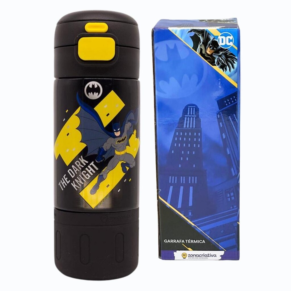 Garrafa Térmica Inox Canudo Alça BATMAN 450ML Zona Criativa