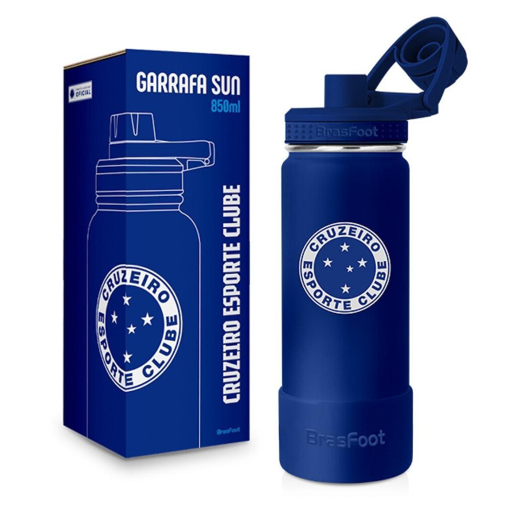 Garrafa Térmica Sun C/Base Silicone Premium Cruzeiro 850ml - Azul