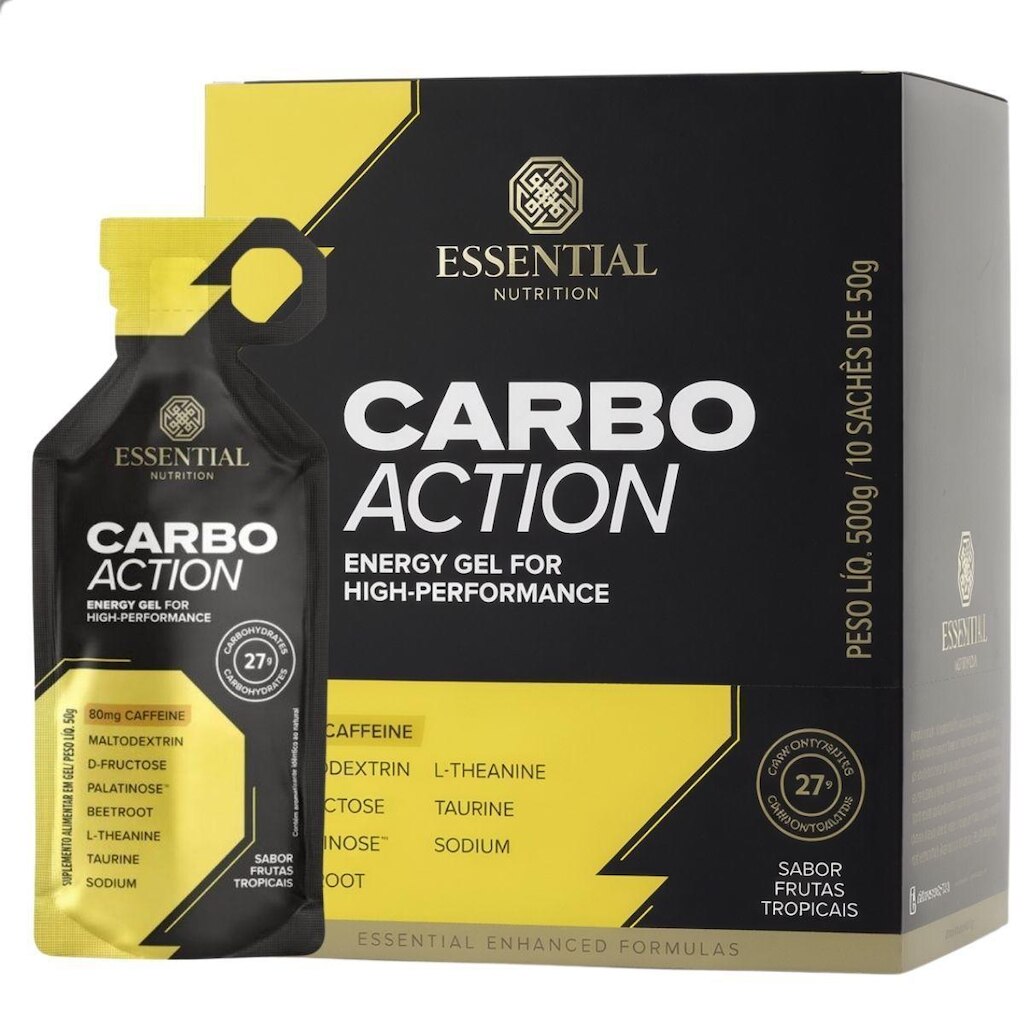 Gel Carbo Action Com Cafeína Display 10 UN 500g Essential Nutrition