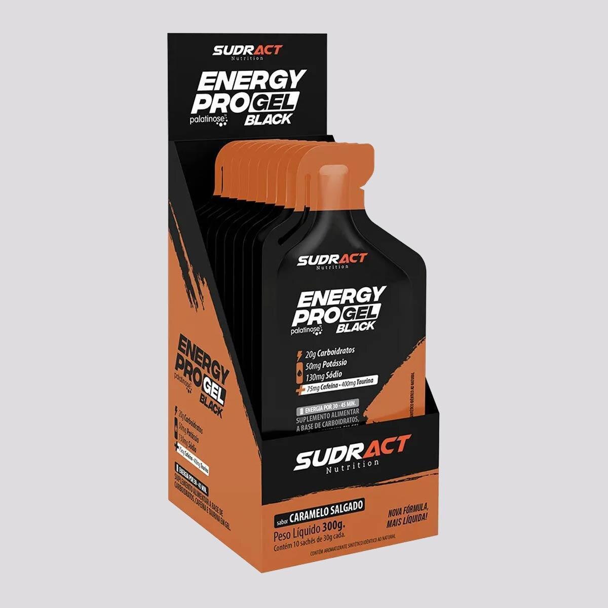 Gel Carbo Sudract Energy Pro Black 10 Sachês de 30g