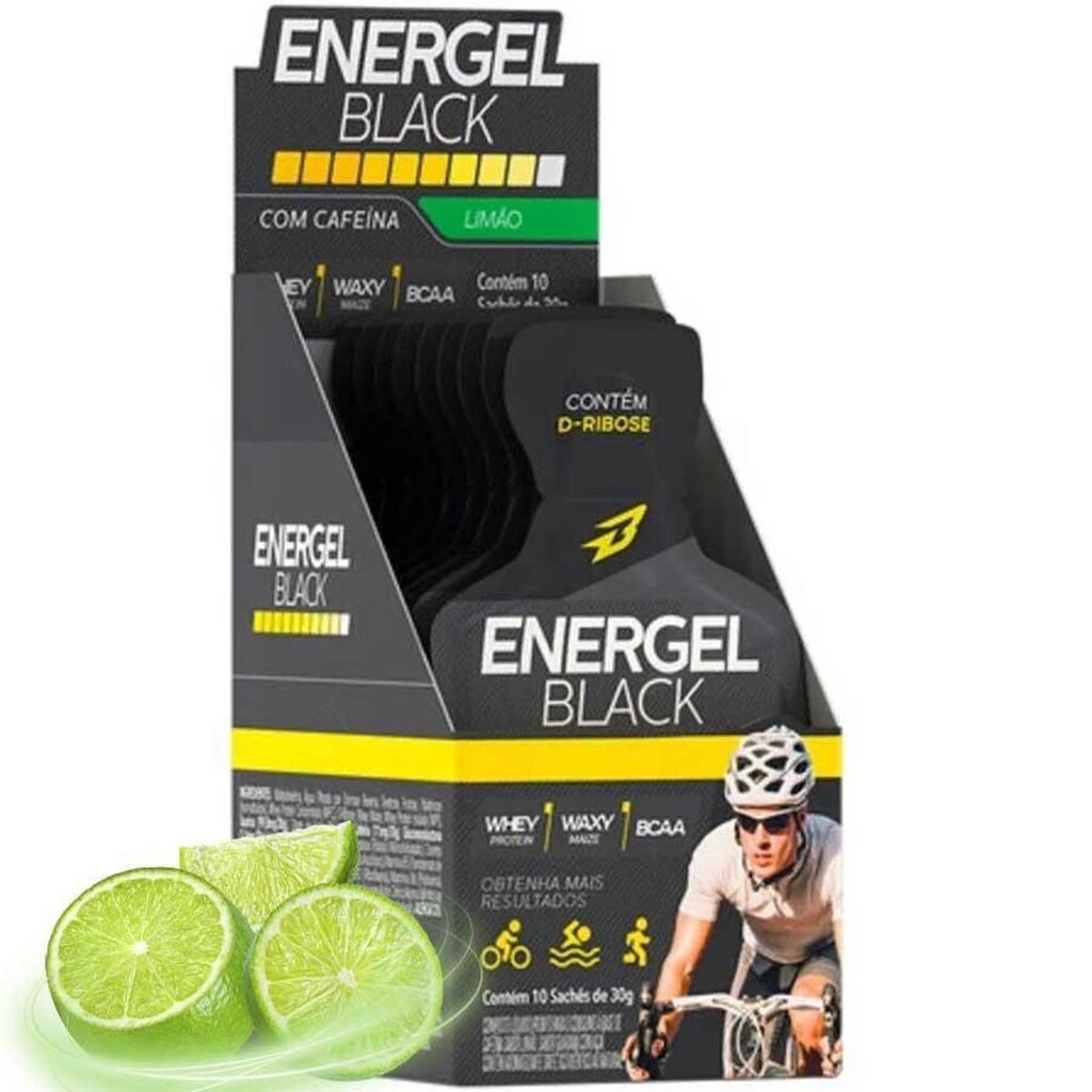 Gel Energel Black com Cafeína Caixa 10 unidades Body Action