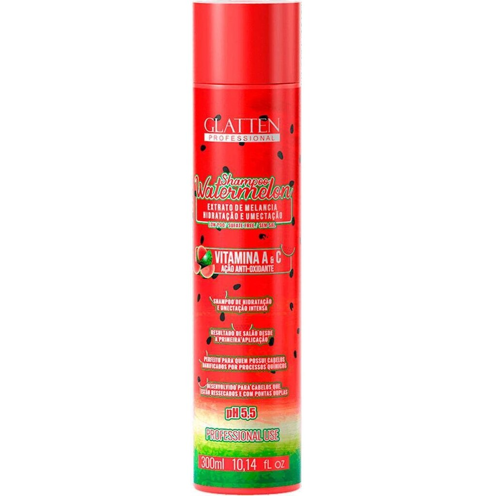Glatten Professional Watermelon - Shampoo Extrato de Melancia Hidratação e Umectação 300ml