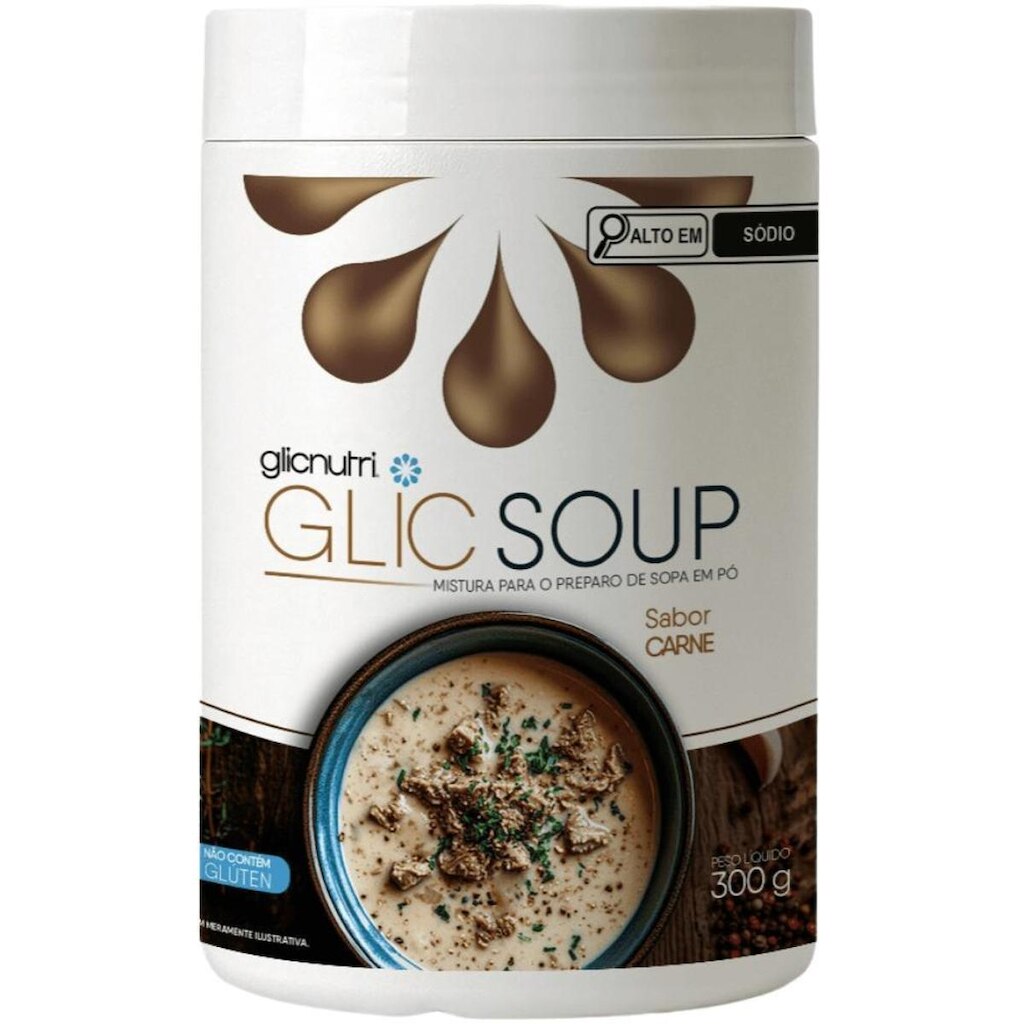 Glicnutri Glic Soup 300g Sopa em Pó Sabor Carne ou Frango