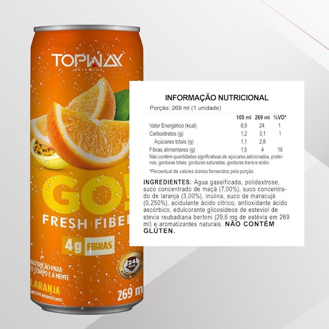 Go fresh fiber refrigerante prebiótico laranja lata 269ml