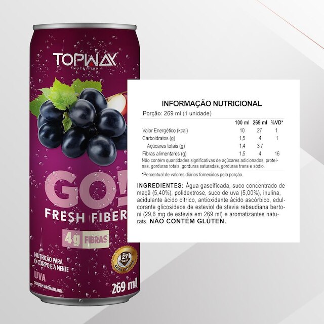 Go fresh fiber refrigerante prebiótico sabor uva lata 269ml
