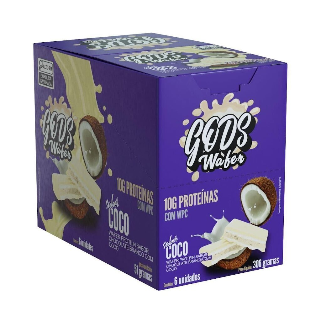 Gods Wafer  - 6 Unidades de 51g Coco - Canibal