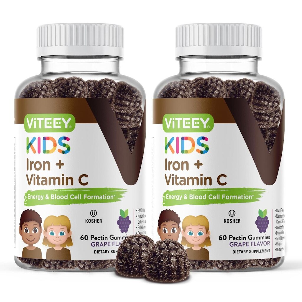 Gomas de ferro Viteey para crianças com gomas de vitamina C 120
