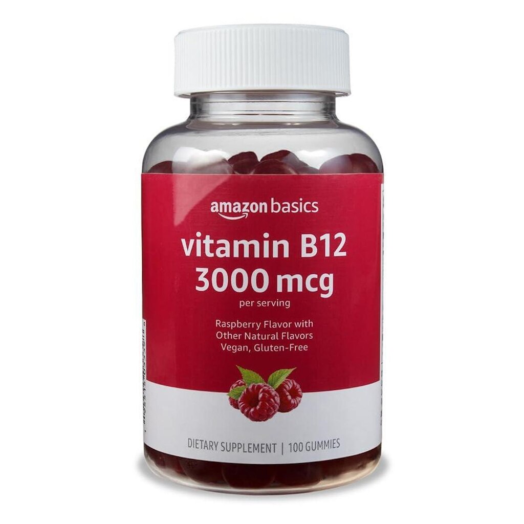 Gomas De Vitamina B12 Amazon Basics 3000 Mcg De Framboesa 200 Ct